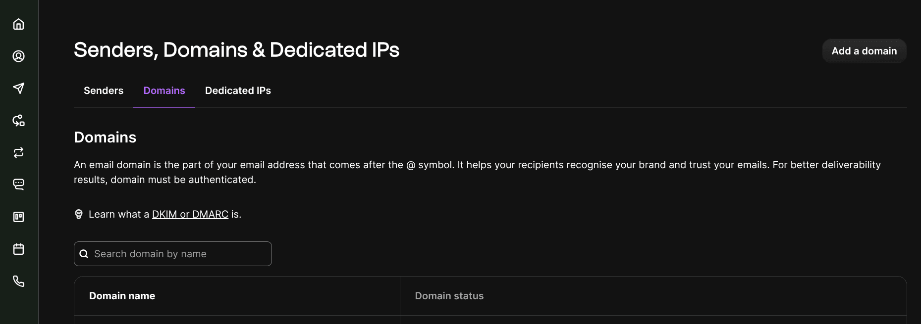 brevo Senders, Domains & Dedicated IPs