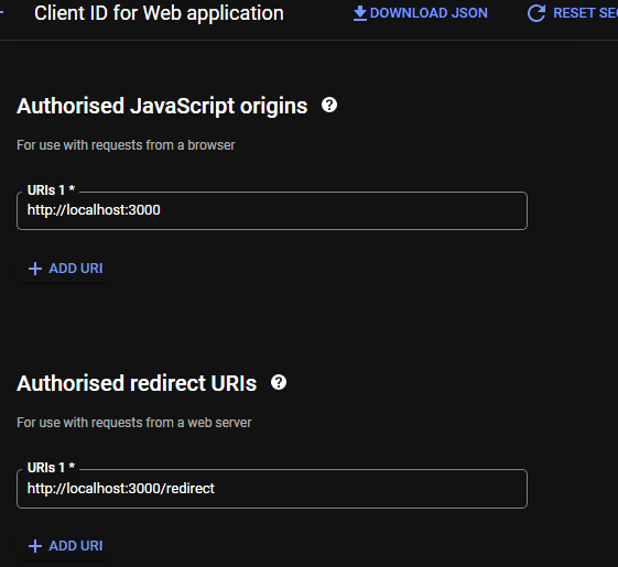 client secret and id screenshot