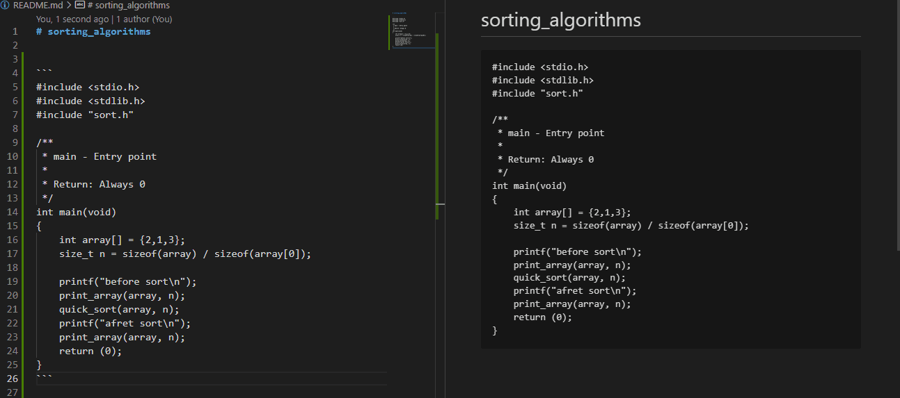 code block before style